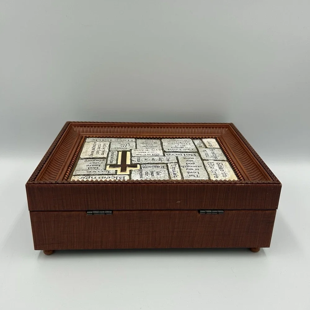 Sankyo Wooden Inspirational Music Jewelry Box‎ Religious